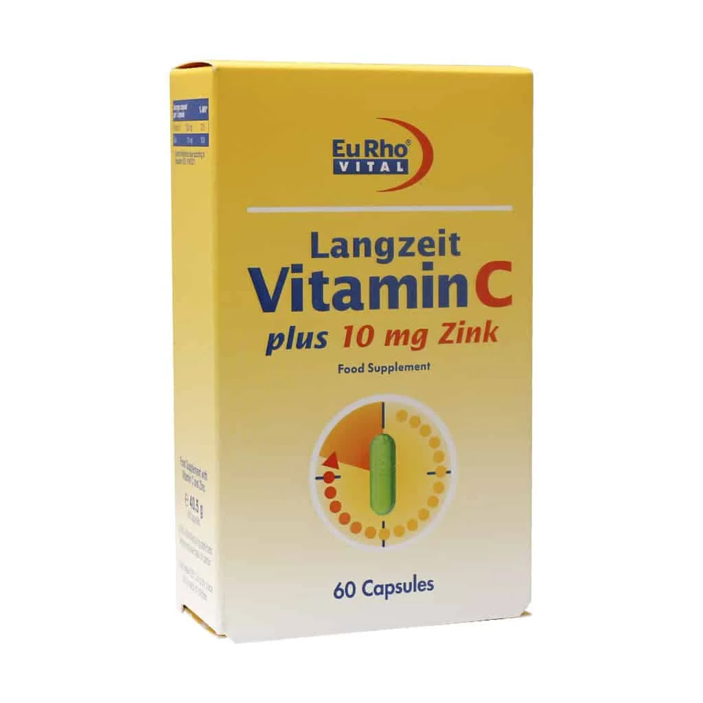 کپسول ویتامین ث و زینک (10 میلی گرم) یوروویتال (Langzeit Vitamin C Plus 10 mg Zink)